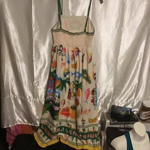 Tropical Summer Paradiso Midi Maxi Strapless Dress XL - Picture 7 of 16